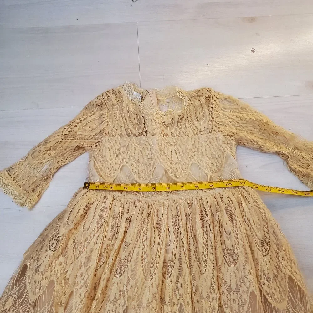 Trish Scully Bella Rafaela Dress Butterscotch Sz 7 Vintage-Inspired Flower Girl